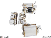 Premium Meisterschaft exhaust system for Ferrari F458 V8 Coupe/Spider, featuring stainless steel construction and electronic valve control.