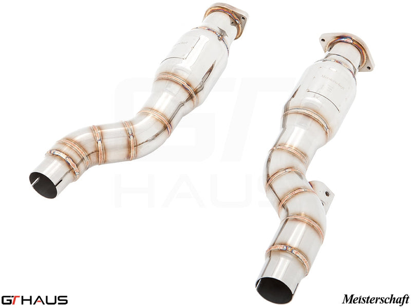 High-performance SR pipe for Ferrari F599 GTB/GTO 2006-2012, designed to remove secondary cat-converters for enhanced exhaust flow.