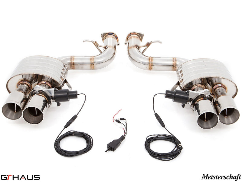 Premium exhaust system for Ferrari F599 GTB/GTO V12 Coupe, featuring stainless steel construction and electronic valve control.