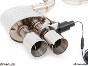 Premium exhaust system for Ferrari F599 GTB/GTO featuring stainless steel construction and electronic valve control.