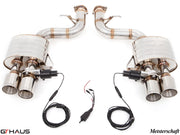 Premium exhaust system for Ferrari F599 GTB/GTO V12 Coupe, featuring stainless steel construction and electronic valve control.