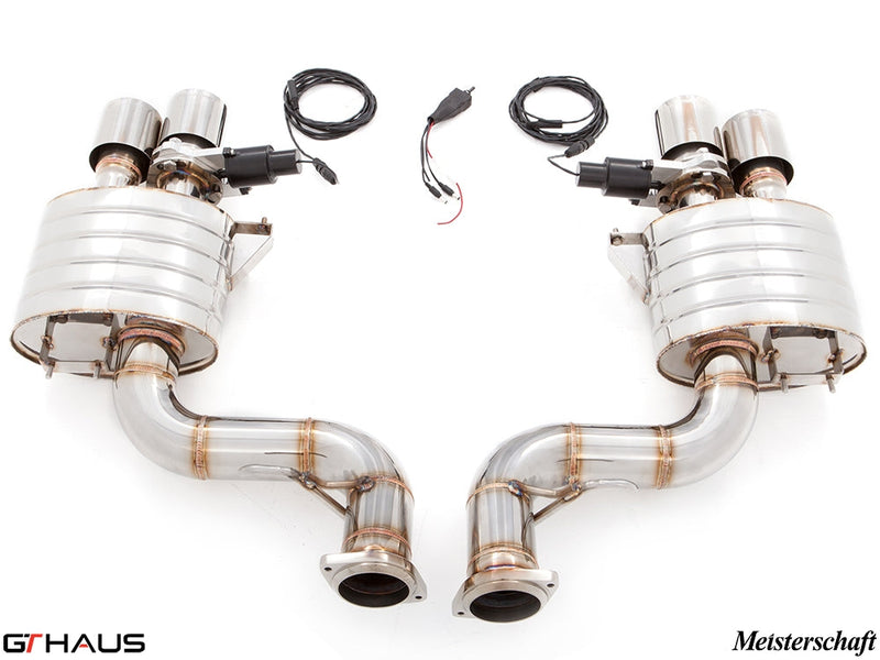 Premium exhaust system for Ferrari F599 GTB/GTO V12 Coupe, featuring stainless steel construction and electronic valve control.