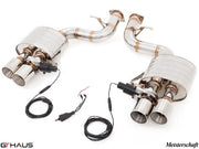 Premium exhaust system for Ferrari F599 GTB/GTO V12 Coupe, featuring dual tips and electronic valve control.
