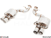 Premium performance exhaust system for Ferrari F599 GTB/GTO V12 Coupe, featuring stainless steel construction and dual tips.