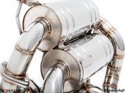 Premium exhaust system for Lamborghini Aventador LP700/720/750-4, showcasing polished stainless steel craftsmanship.