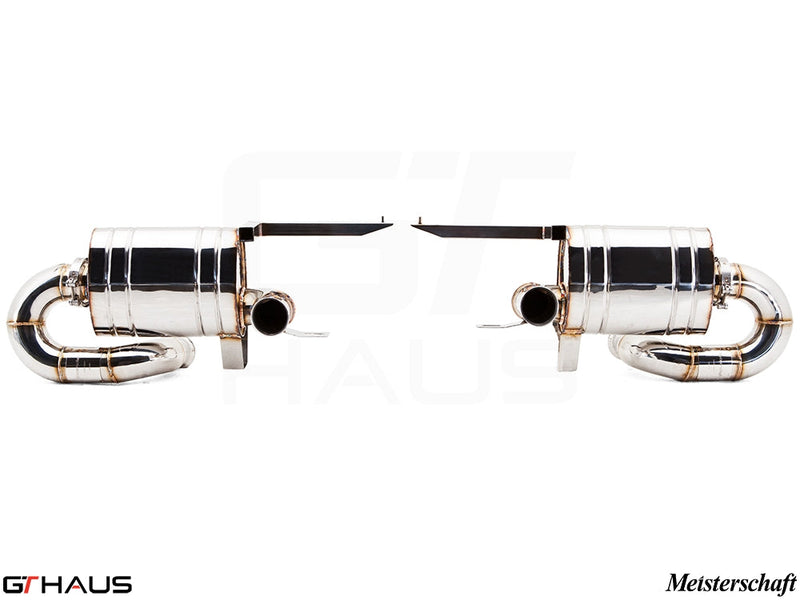 Premium exhaust system for Lamborghini Gallardo V10 Coupe, featuring polished stainless steel construction and electronic valve control.