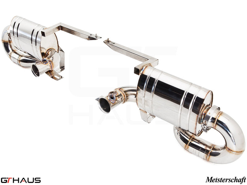 Premium exhaust system for Lamborghini Gallardo V10 Coupe, featuring polished stainless steel construction and performance design.