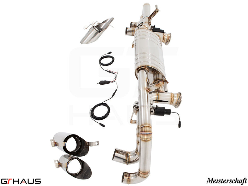 Premium exhaust system for Lamborghini Huracan LP610-4 Coupe, featuring stainless steel construction and electronic valve control.