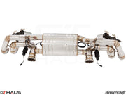 Premium Meisterschaft exhaust system for Lamborghini Huracan LP610-4 Coupe, featuring stainless steel construction and electronic valves.