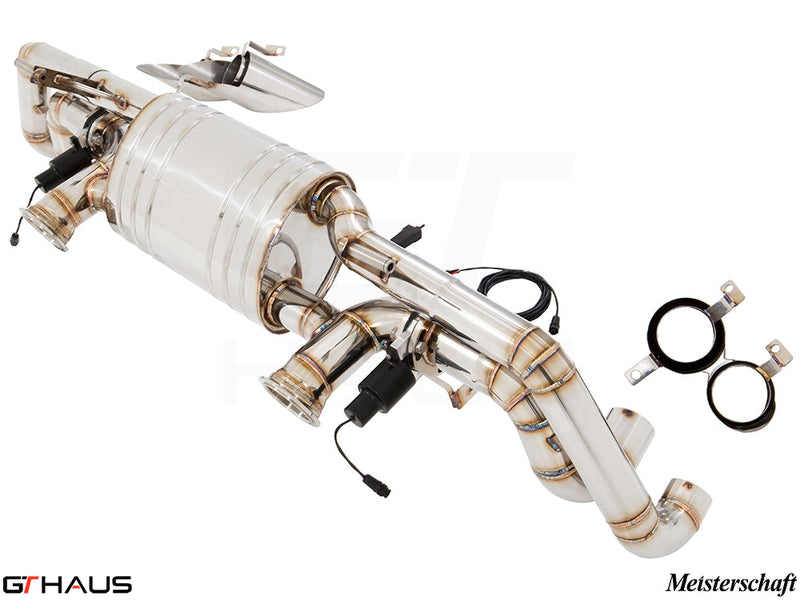 Premium exhaust system for Lamborghini Huracan LP610-4 Coupe, featuring stainless steel construction and electronic valve control.