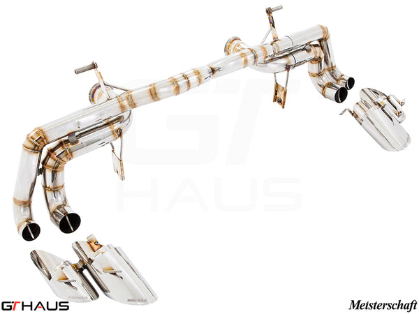 Premium exhaust system for Lamborghini Huracan LP610-4 Coupe, featuring stainless steel construction and performance enhancements.