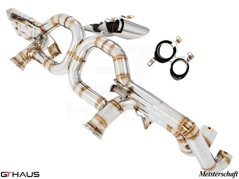Premium Meisterschaft exhaust system for Lamborghini Huracan LP610-4 Coupe, featuring high-performance stainless steel construction.