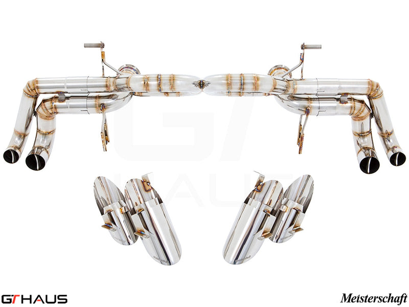 Premium exhaust system for Lamborghini Huracan LP610-4 Coupe, featuring stainless steel construction and electronic valve control.