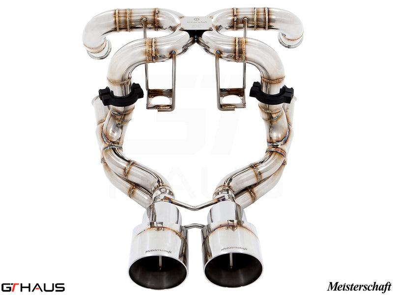 Premium exhaust system for Lamborghini Murcielago V12, featuring stainless steel construction and dual tips for enhanced performance.