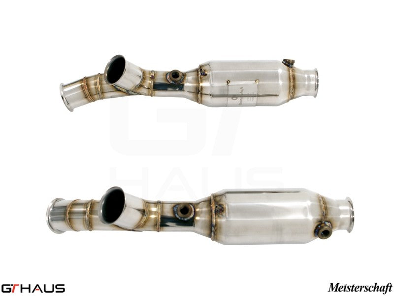 Premium sport catted pipes for Lamborghini Murcielago LP640, enhancing performance with a sleek stainless steel design.