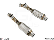 Premium sport catted pipes for Lamborghini Murcielago LP640, enhancing performance with a sleek stainless steel design.