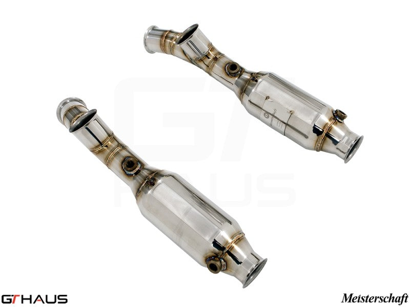 Premium sport catted pipes for Lamborghini Murcielago LP640, enhancing performance with a sleek stainless steel design.