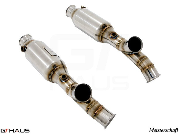 Premium sport catted pipes for Lamborghini Murcielago LP640, enhancing performance with a sleek stainless steel design.