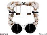 Premium exhaust system for Lamborghini Murcielago LP640 V12, featuring polished tips and high-performance design.