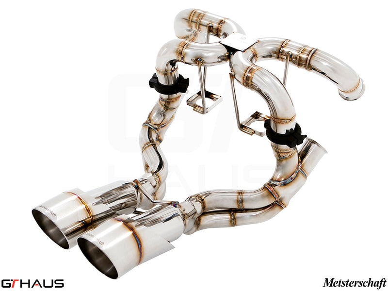 Premium performance exhaust system for Lamborghini Murcielago LP640 V12, featuring stainless steel construction and dual tips.