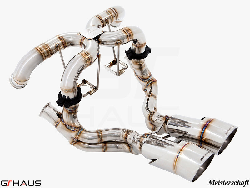 Premium exhaust system for Lamborghini Murcielago LP640 V12, featuring stainless steel construction and dual tips.