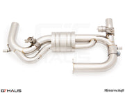 Premium stainless steel exhaust system for Lotus Emira V6 3.0 SC, featuring electronic valve control for enhanced performance.
