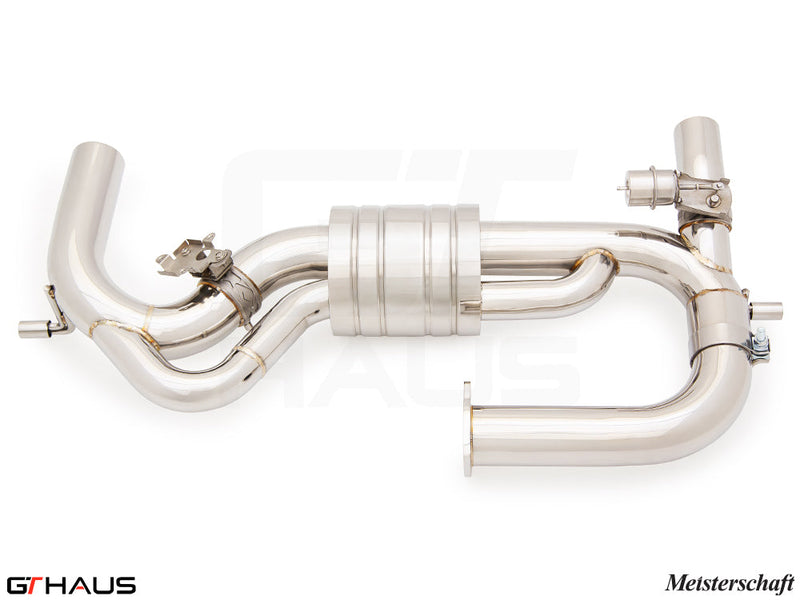 Premium stainless steel exhaust system for Lotus Emira V6 3.0 SC, featuring electronic valve control for enhanced performance.