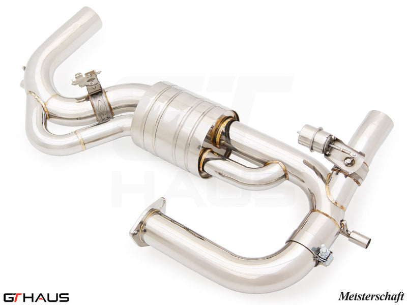 Premium stainless steel exhaust system for Lotus Emira V6 3.0 SC, featuring patented electronic valve control.