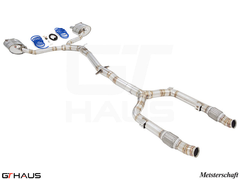 Premium performance exhaust system for Mercedes-Benz A205 C-convertible C400/450/43 AMG, featuring stainless steel construction.