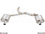 Premium exhaust system for Mercedes-Benz A205 C-convertible C400/450/43 AMG, featuring stainless steel construction and dual tips.