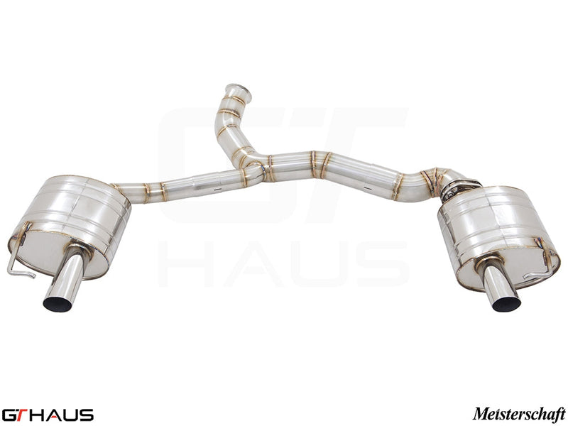Premium exhaust system for Mercedes-Benz A205 C-convertible C400/450/43 AMG, featuring stainless steel construction and dual tips.