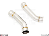 Mercedes-Benz A205 C-convertible 2016-2018 down pipe featuring a secondary cat-delete design for enhanced performance.