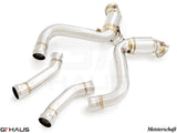 Premium stainless steel down pipes for 2016-2018 Mercedes-Benz A205 C-convertible with OBD2 and sport cats.