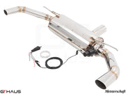 Premium stainless steel exhaust system for Mercedes-Benz C117 CLA 45 AMG, featuring electronic valve control for enhanced performance.