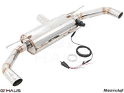 Premium exhaust system for Mercedes-Benz C117 CLA 45 AMG, featuring stainless steel construction and electronic valve control.