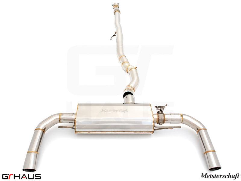 Premium Meisterschaft exhaust system for 2020+ Mercedes-Benz C118 CLA45/45S AMG, featuring stainless steel construction.