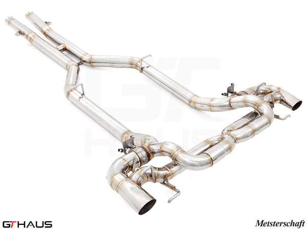 Premium stainless steel exhaust system for Mercedes-Benz C190 AMG GTS and GTR Coupe, enhancing performance and sound.