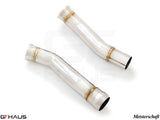 High-performance down pipes for Mercedes-Benz C190 AMG GTS Coupe/Convertible 2015+, designed for secondary cat-delete.