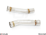 Stainless steel down pipe for Mercedes-Benz C190 AMG GTS Coupe/Convertible 2015+, designed for secondary cat-delete.