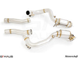 Premium down pipes for Mercedes-Benz C190 AMG GTS Coupe/Convertible 2015+, featuring OBD2 and 400 CEL sport cats.