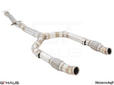 High-performance cat-back exhaust pipes for Mercedes-Benz C205 C-Coupe 2017-2023 C43, featuring stainless steel construction.