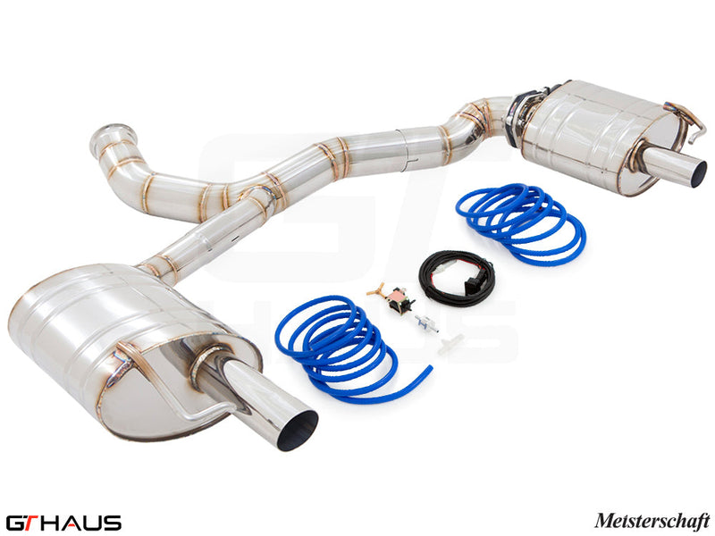 Premium exhaust system for Mercedes-Benz C205 C-Coupe C43 AMG, featuring stainless steel construction and performance enhancements.
