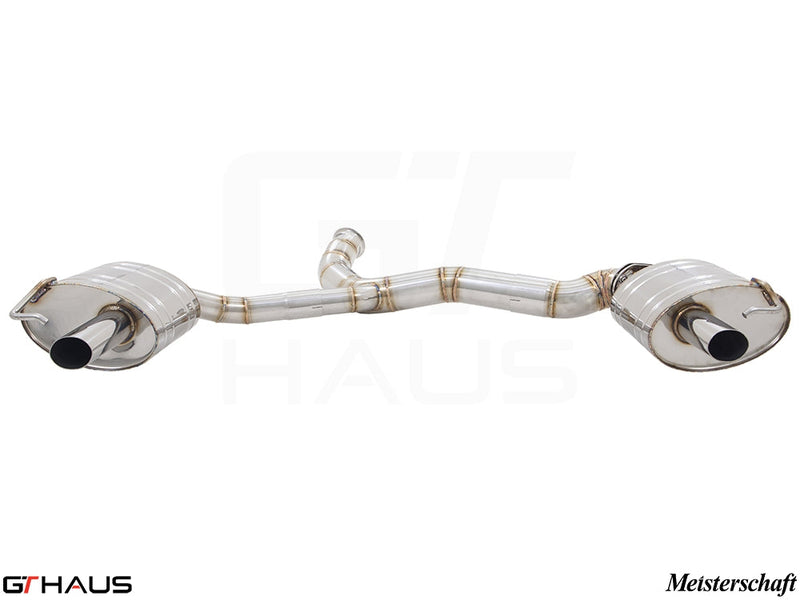 Premium exhaust system for Mercedes-Benz C205 C-Coupe C43 AMG, featuring dual tips and high-quality stainless steel construction.