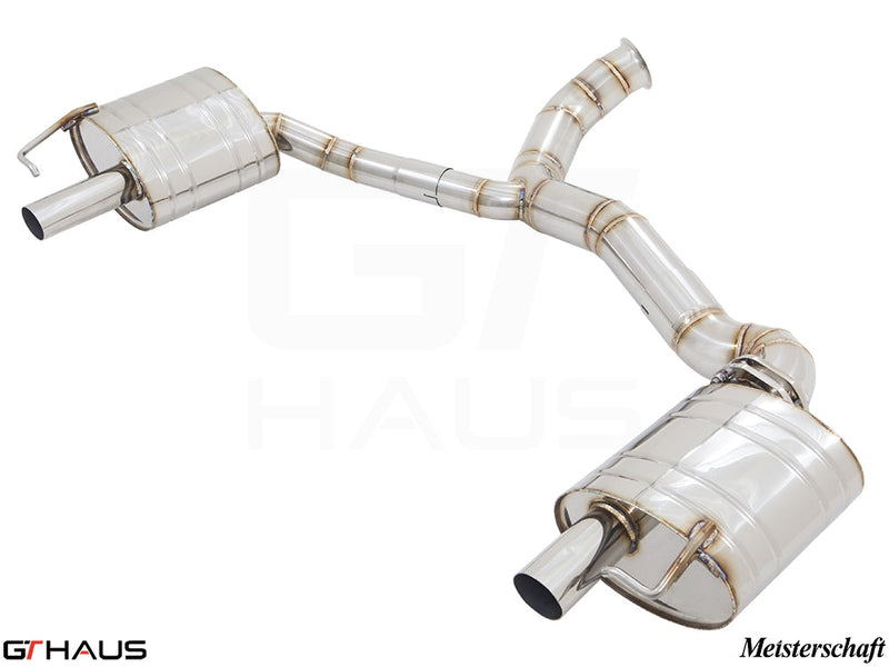 Premium exhaust system for Mercedes-Benz C205 C-Coupe C43 AMG, featuring dual tips and high-quality stainless steel construction.