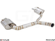Premium performance exhaust system for Mercedes-Benz C205 C-Coupe C43 AMG, featuring stainless steel construction and dual outlets.