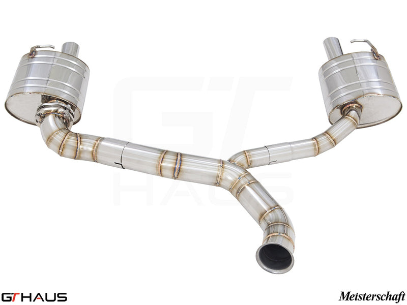 Premium exhaust system for Mercedes-Benz C205 C-Coupe C43 AMG, featuring stainless steel construction and dual tips.
