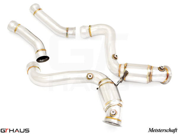 High-performance down pipes for Mercedes-Benz C205 C-Coupe 2015-2018 with OBD2 and 400 CEL sport cats.