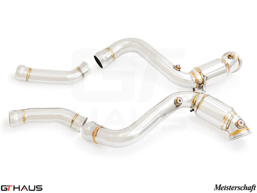Premium down pipes for Mercedes-Benz C205 C-Coupe 2015-2018 with OBD2 and 400 CEL sport cats for enhanced performance.