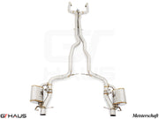 Premium performance exhaust system for Mercedes-Benz C205 C-Coupe C63s, featuring stainless steel construction and dual tips.