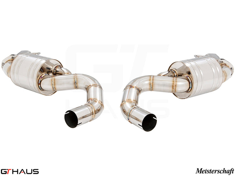Premium performance exhaust system for Mercedes-Benz C217 S-Class Coupe S63, featuring stainless steel construction and dual tips.